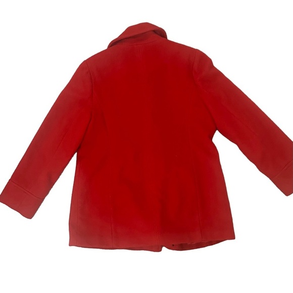 Women’s Wool Red Peacoat Classic Timeless Quiet Luxury Office Prep Old Money - Picture 3 of 5